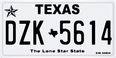TX license plate DZK5614