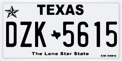 TX license plate DZK5615