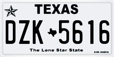 TX license plate DZK5616