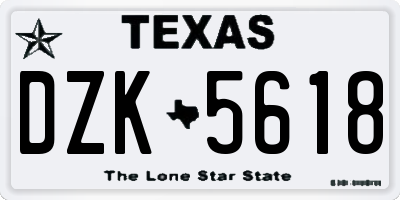 TX license plate DZK5618