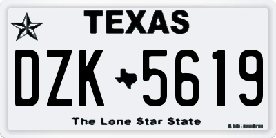 TX license plate DZK5619