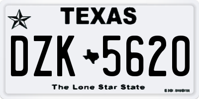 TX license plate DZK5620