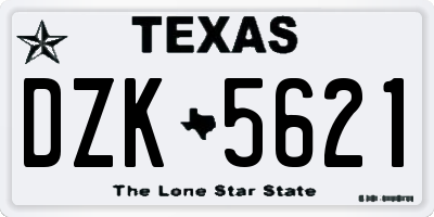 TX license plate DZK5621