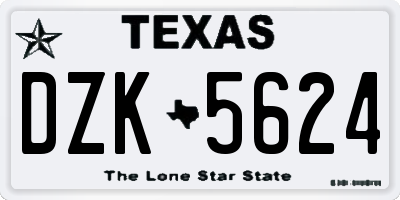 TX license plate DZK5624