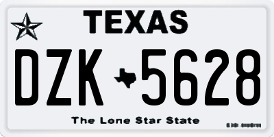 TX license plate DZK5628