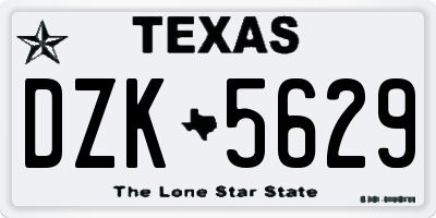 TX license plate DZK5629
