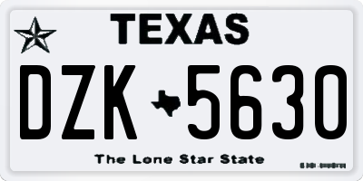TX license plate DZK5630