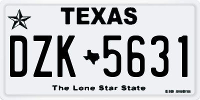 TX license plate DZK5631