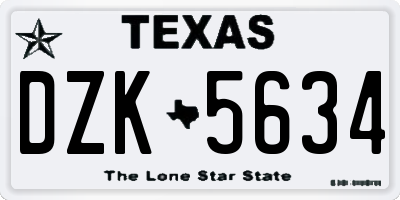 TX license plate DZK5634