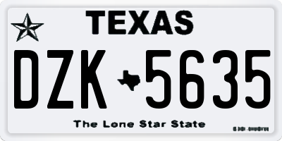 TX license plate DZK5635