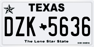 TX license plate DZK5636