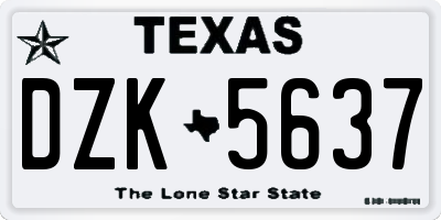 TX license plate DZK5637