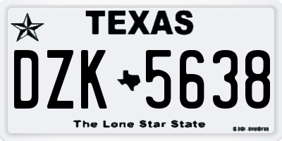 TX license plate DZK5638