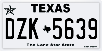 TX license plate DZK5639
