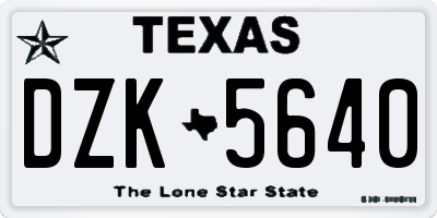 TX license plate DZK5640