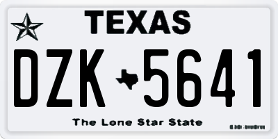 TX license plate DZK5641
