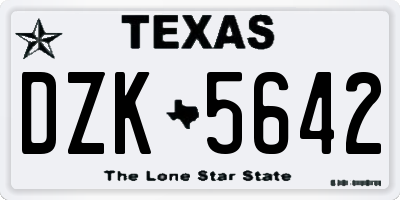 TX license plate DZK5642