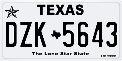TX license plate DZK5643