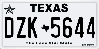 TX license plate DZK5644