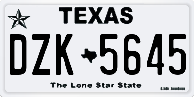 TX license plate DZK5645