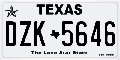 TX license plate DZK5646