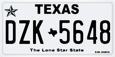 TX license plate DZK5648