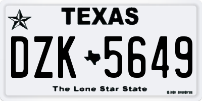 TX license plate DZK5649
