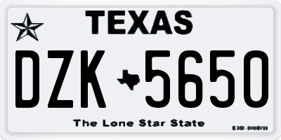 TX license plate DZK5650