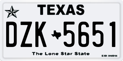TX license plate DZK5651
