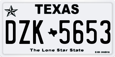 TX license plate DZK5653