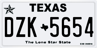 TX license plate DZK5654