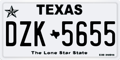TX license plate DZK5655