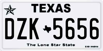 TX license plate DZK5656