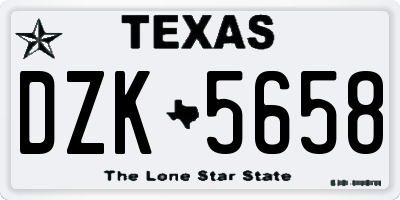TX license plate DZK5658