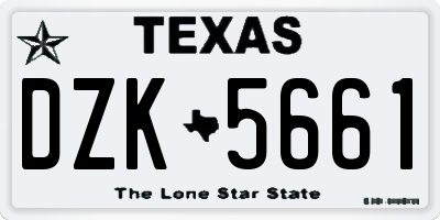 TX license plate DZK5661
