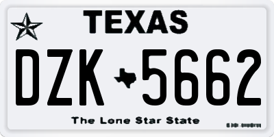 TX license plate DZK5662
