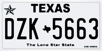 TX license plate DZK5663