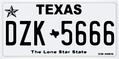 TX license plate DZK5666