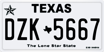 TX license plate DZK5667