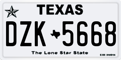 TX license plate DZK5668