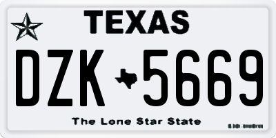 TX license plate DZK5669