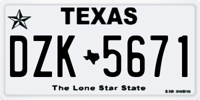 TX license plate DZK5671