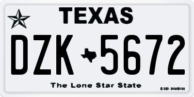 TX license plate DZK5672