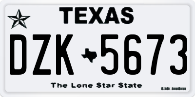 TX license plate DZK5673