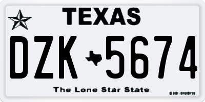TX license plate DZK5674