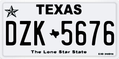 TX license plate DZK5676