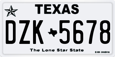TX license plate DZK5678