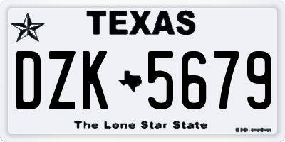 TX license plate DZK5679