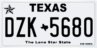 TX license plate DZK5680