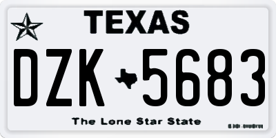 TX license plate DZK5683